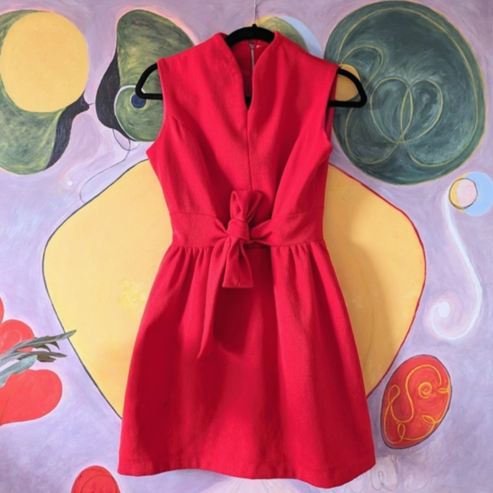 Vintage Red Mini Waist Tie Dress